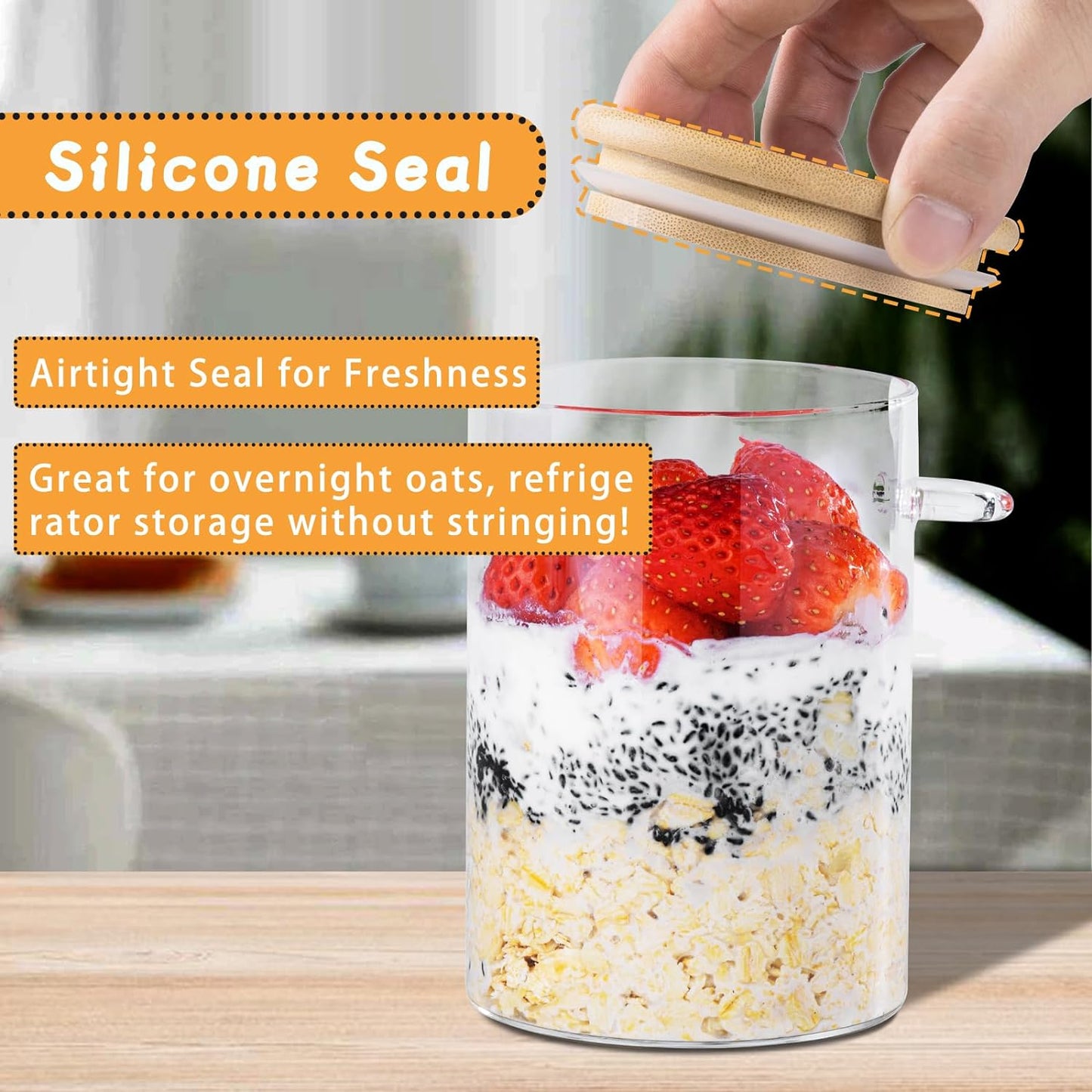 4-Pack 16oz Glass Overnight Oats & Meal Prep Containers with Lids, Oatmeal & Pudding Jars