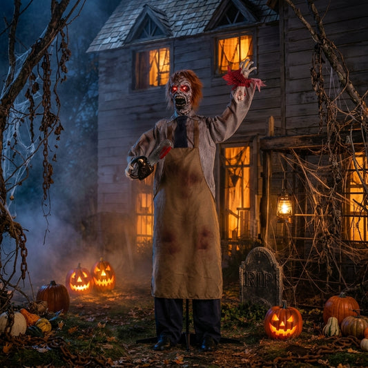 Zombie Carver Halloween Animatronic with Lights & Sound