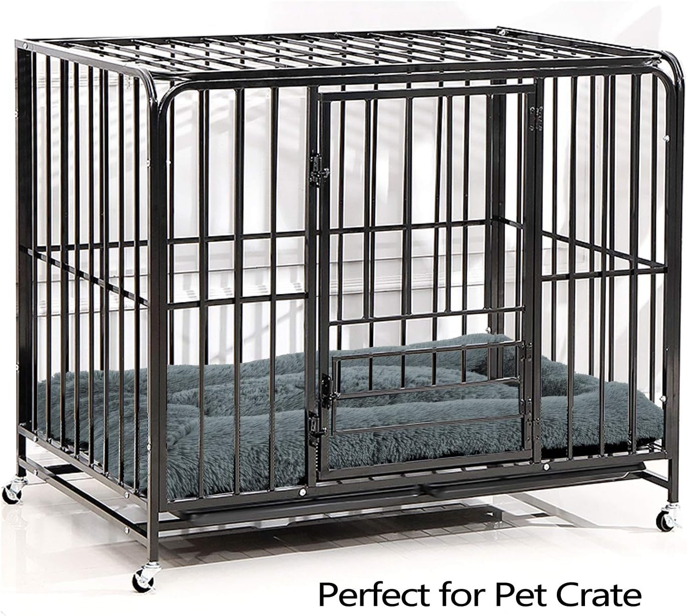 Calming Fluffy Dog & Cat Bed – Faux Fur Kennel Mat, Machine Washable, Anti-Slip, Comfy Pet Bed for Large & Medium Dogs