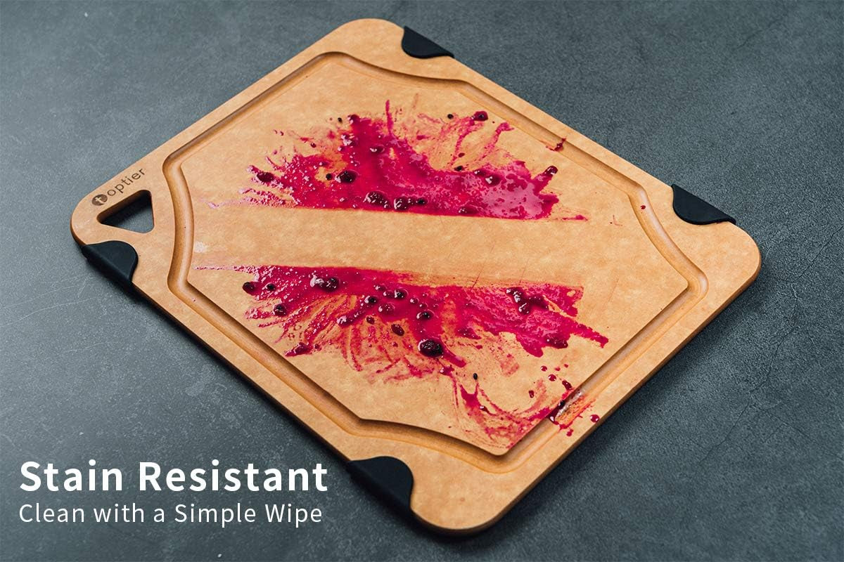Small Eco-Friendly Wood Fiber Cutting Board, Non-Slip, Dishwasher Safe, Juice Grooves, BPA-Free, 11.5" x 9.25", Natural Slate