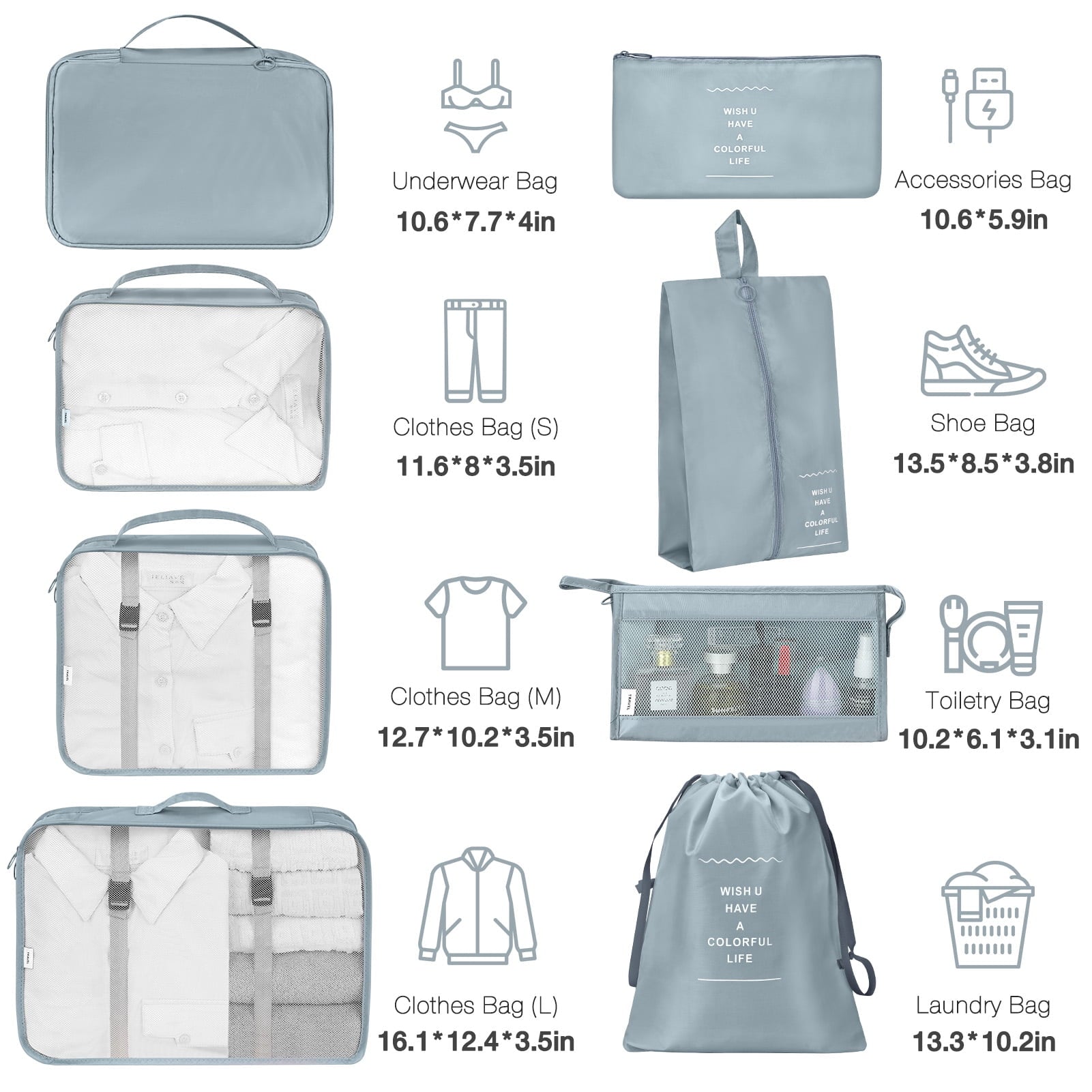 8Pcs Packing Cubes for Luggage , Suitcase Organizer Bags Set Packing Cubes for Travel Luggage 