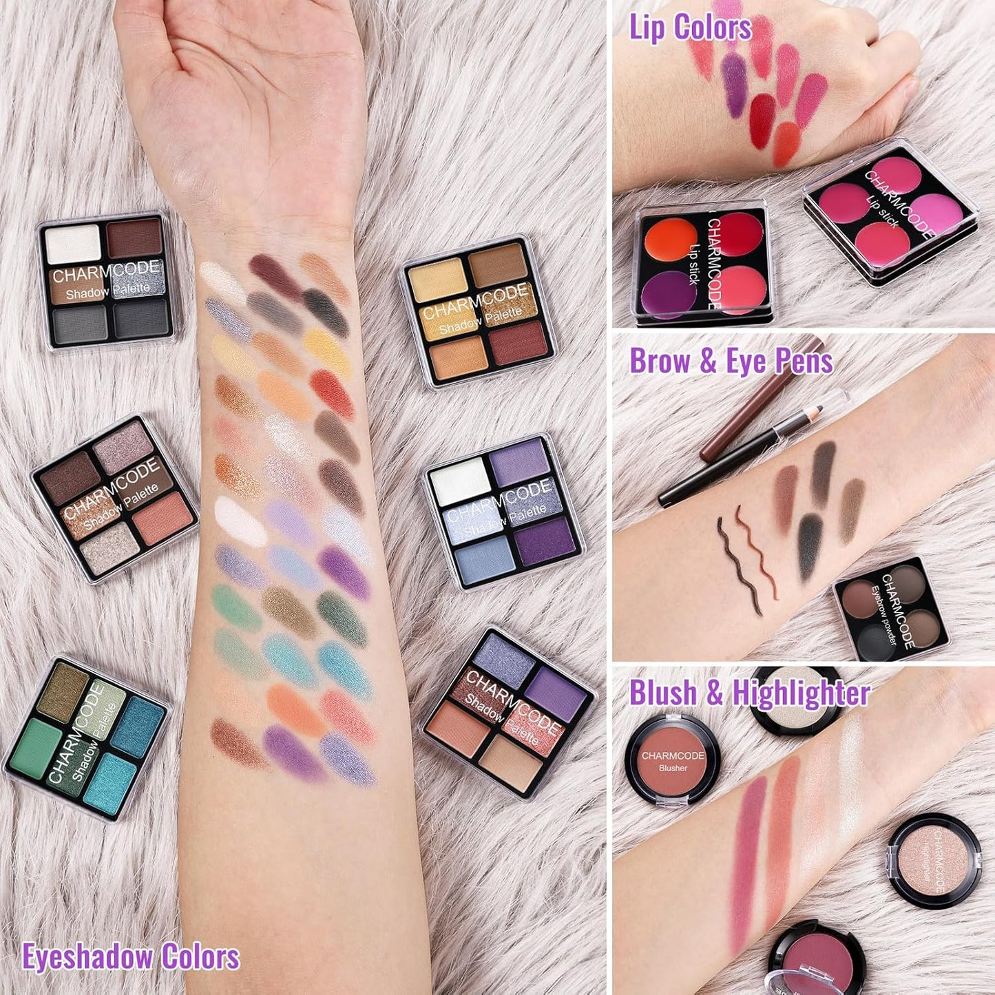 Makeup Kit for Teen Girls & Women, Full Beauty Train Case with Starter Cosmetic Set – Eyeshadow, Lip Gloss, Blush, Highlighter, Brushes & More (Purple)