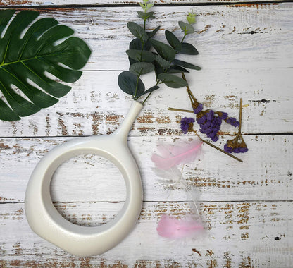 10" White Ceramic Vase for Modern Living Room, Bedroom, Kitchen Decor - Decorative Flower Vase