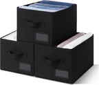 3-Pack Large Fabric Storage Bins with Handles, Collapsible Storage Boxes for Shelves & Closet Organization, Gray