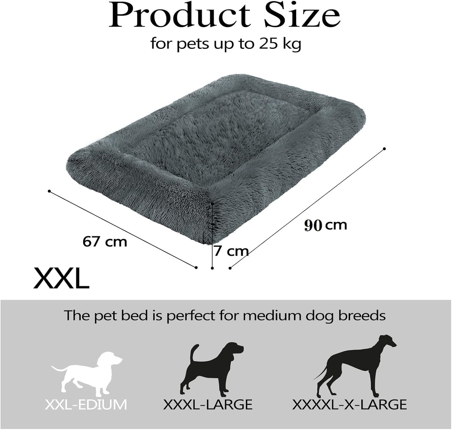 Calming Fluffy Dog & Cat Bed – Faux Fur Kennel Mat, Machine Washable, Anti-Slip, Comfy Pet Bed for Large & Medium Dogs