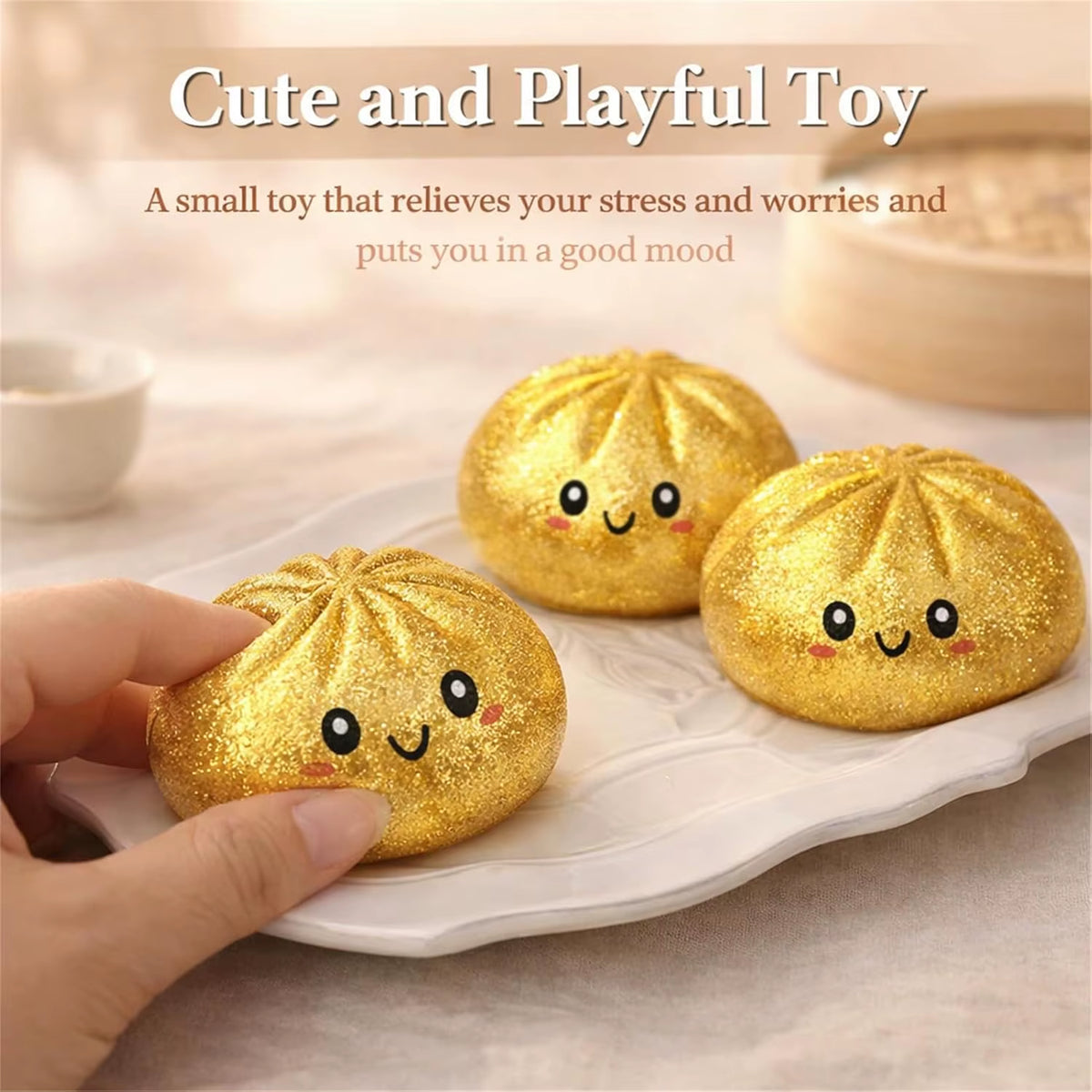 Colorful dumpling squishy stress relief toy for everyday squeezing
