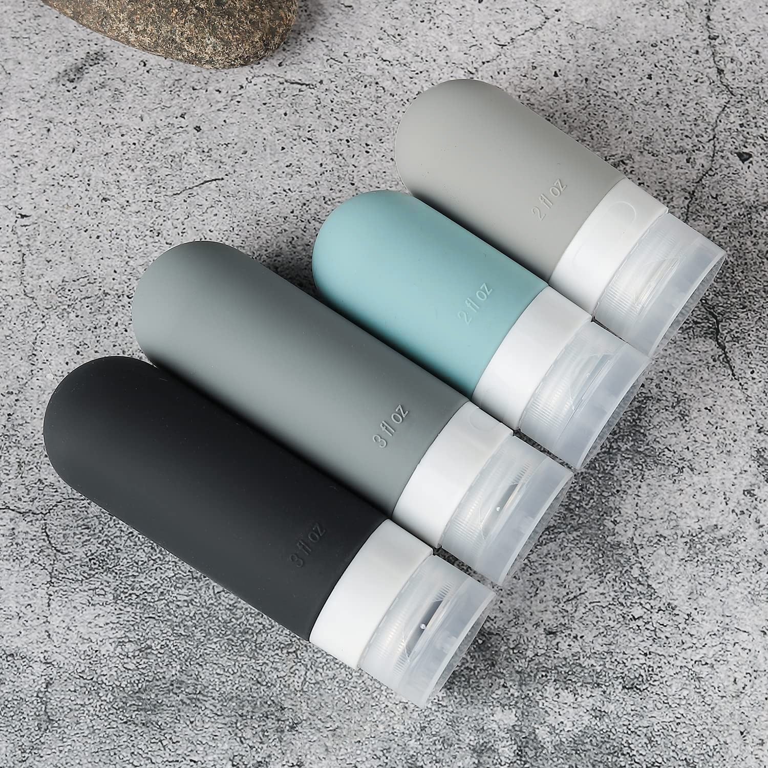 16 Pcs Travel Bottles for Toiletries, Leak Proof Refillable Travel Containers, Travel Essentials Silicone Toiletry Bottles (Grey)