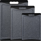 3-Pack Extra Large Plastic Cutting Boards with Juice Grooves & Easy-Grip Handles, Dishwasher Safe, Turquoise