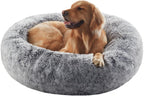 Donut Dog Bed for All Dogs Calming Plush Washable Round Bed 