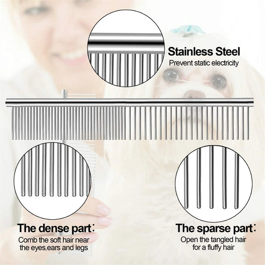 7 Pcs Pet Flea Lice Comb Dog Grooming Comb Stainless Steel Tick Combs Lice Remover Brush for Dog Cat