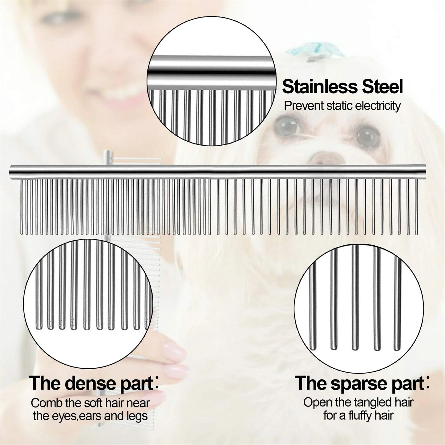7 Pcs Pet Flea Lice Comb Dog Grooming Comb Stainless Steel Tick Combs Lice Remover Brush for Dog Cat