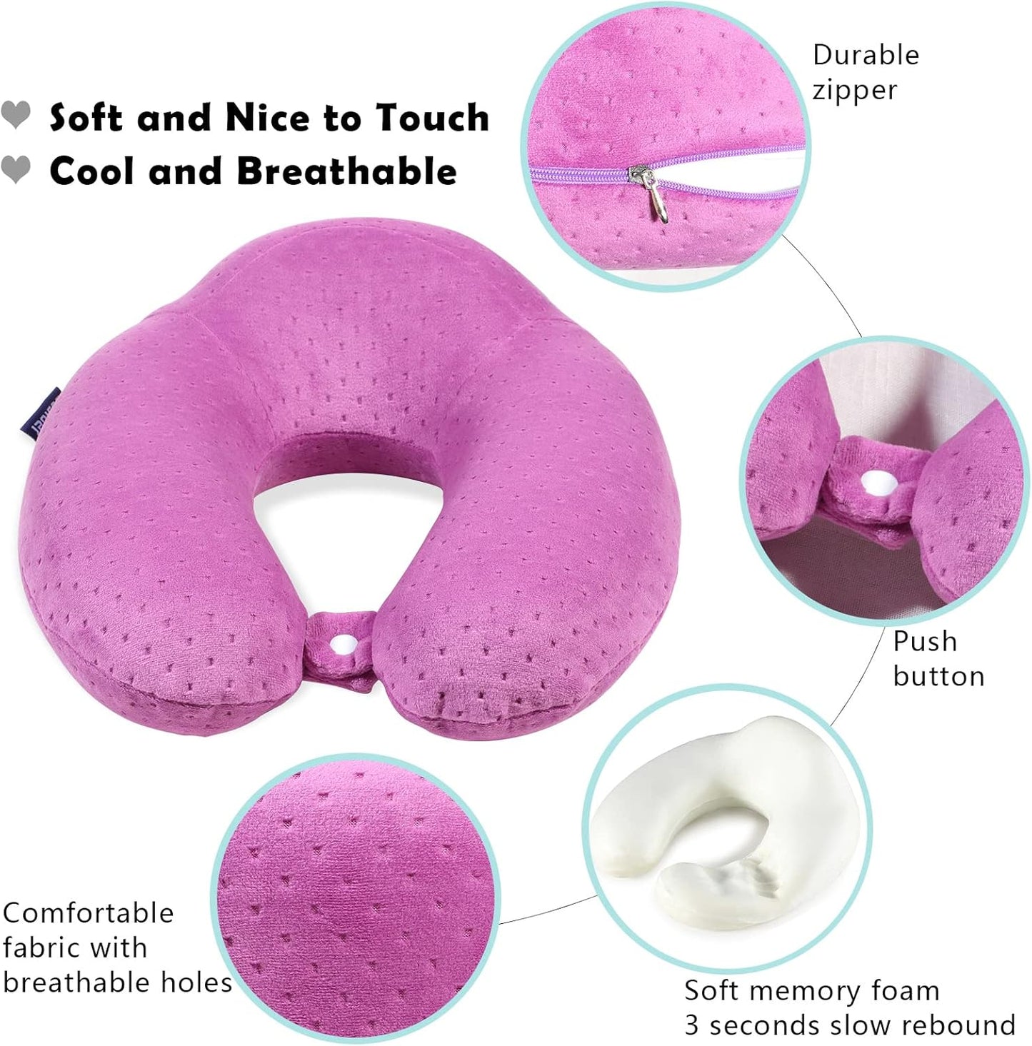 U-Shaped Memory Foam Travel Neck Pillow – Comfortable & Breathable Airplane Pillow for Head and Neck Support, Portable.