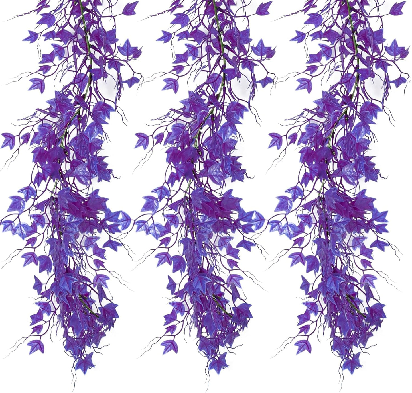 3-Pack Black Artificial Eucalyptus Garland with Flowers, Halloween & Fall Party Decor, Fake Floral Greenery for Wall Backdrop