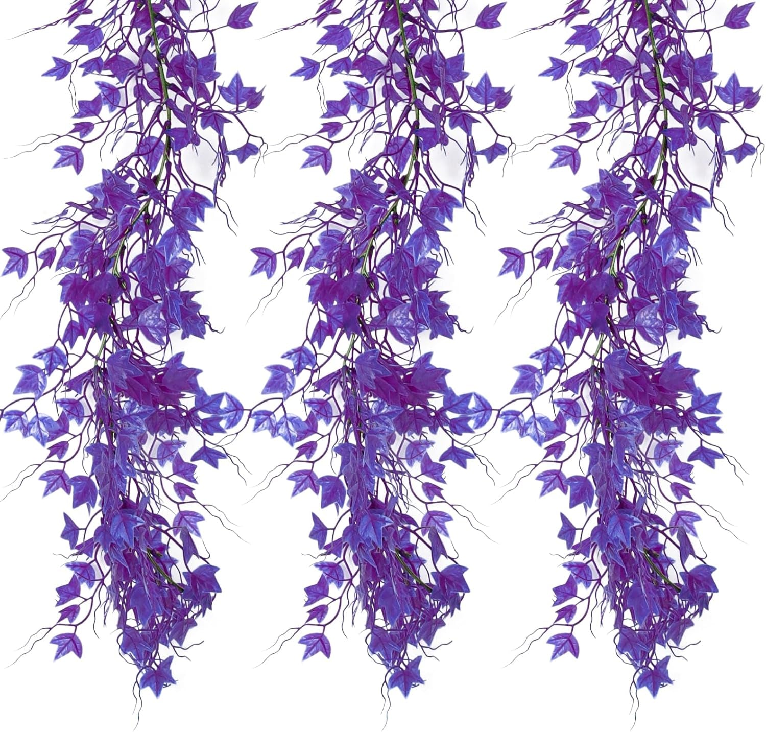 3-Pack Black Artificial Eucalyptus Garland with Flowers, Halloween & Fall Party Decor, Fake Floral Greenery for Wall Backdrop