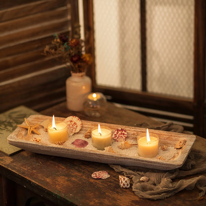 Decorative Wooden Dough Bowl，Farmhouse Wood Key Bowls Tray for Home Decor Table Centerpieces Kitchen Dining Room