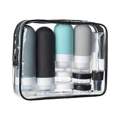 16 Pcs Travel Bottles for Toiletries, Leak Proof Refillable Travel Containers, Travel Essentials Silicone Toiletry Bottles (Grey)