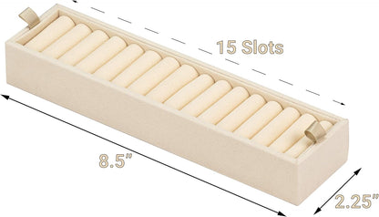 Ring & Cufflink Box Padded Jewelry Tray | Accessory to Admiral and Commander Dresser Valet Box & Victory Valet Tray (Ivory)