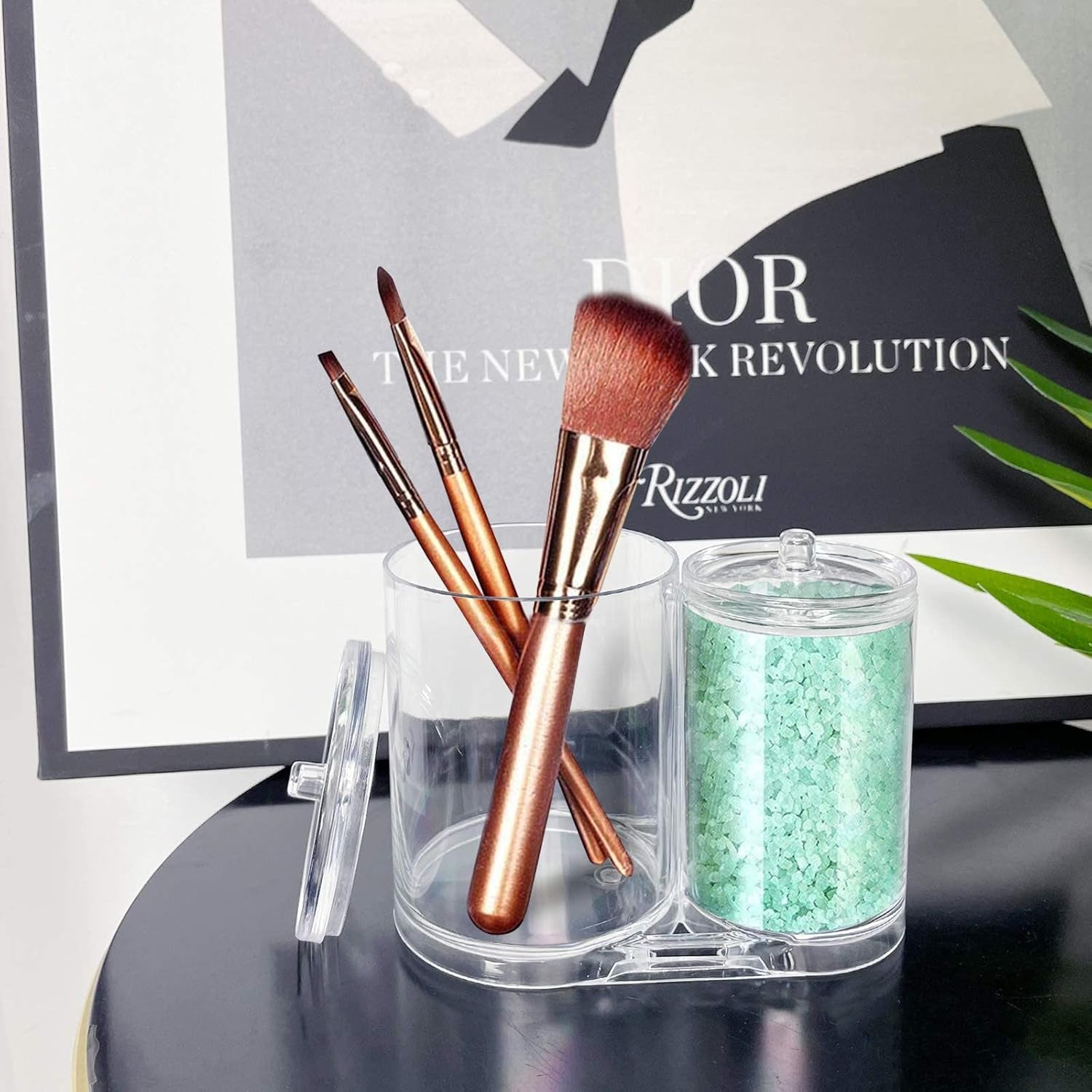 2-Pack Clear Plastic Qtip & Cotton Ball Holder Jars with Lids, Bathroom Storage Canisters (20oz & 10oz)