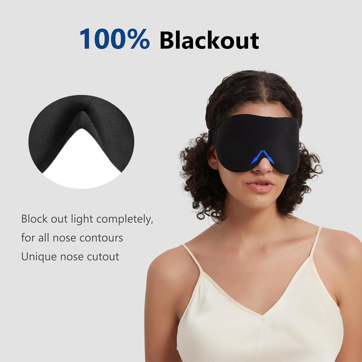 Memory Foam Sleep Mask – 3D Contoured Blackout Eye Mask with Earplugs, Soft & No Pressure on Eyelids, for Men & Women 