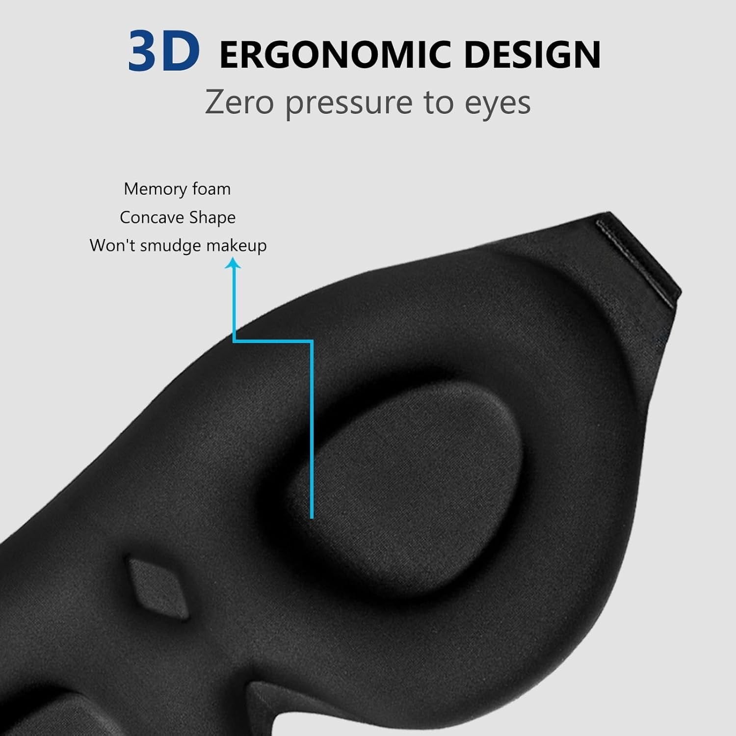 Memory Foam Sleep Mask – 3D Contoured Blackout Eye Mask with Earplugs, Soft & No Pressure on Eyelids, for Men & Women 