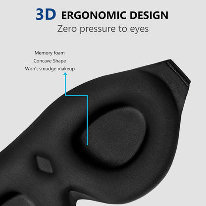 Memory Foam Sleep Mask – 3D Contoured Blackout Eye Mask with Earplugs, Soft & No Pressure on Eyelids, for Men & Women 