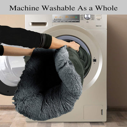 Calming Fluffy Dog & Cat Bed – Faux Fur Kennel Mat, Machine Washable, Anti-Slip, Comfy Pet Bed for Large & Medium Dogs