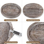 round Wooden Candle Tray: Rustic Decorative Coffee Table Tray ,11.8"