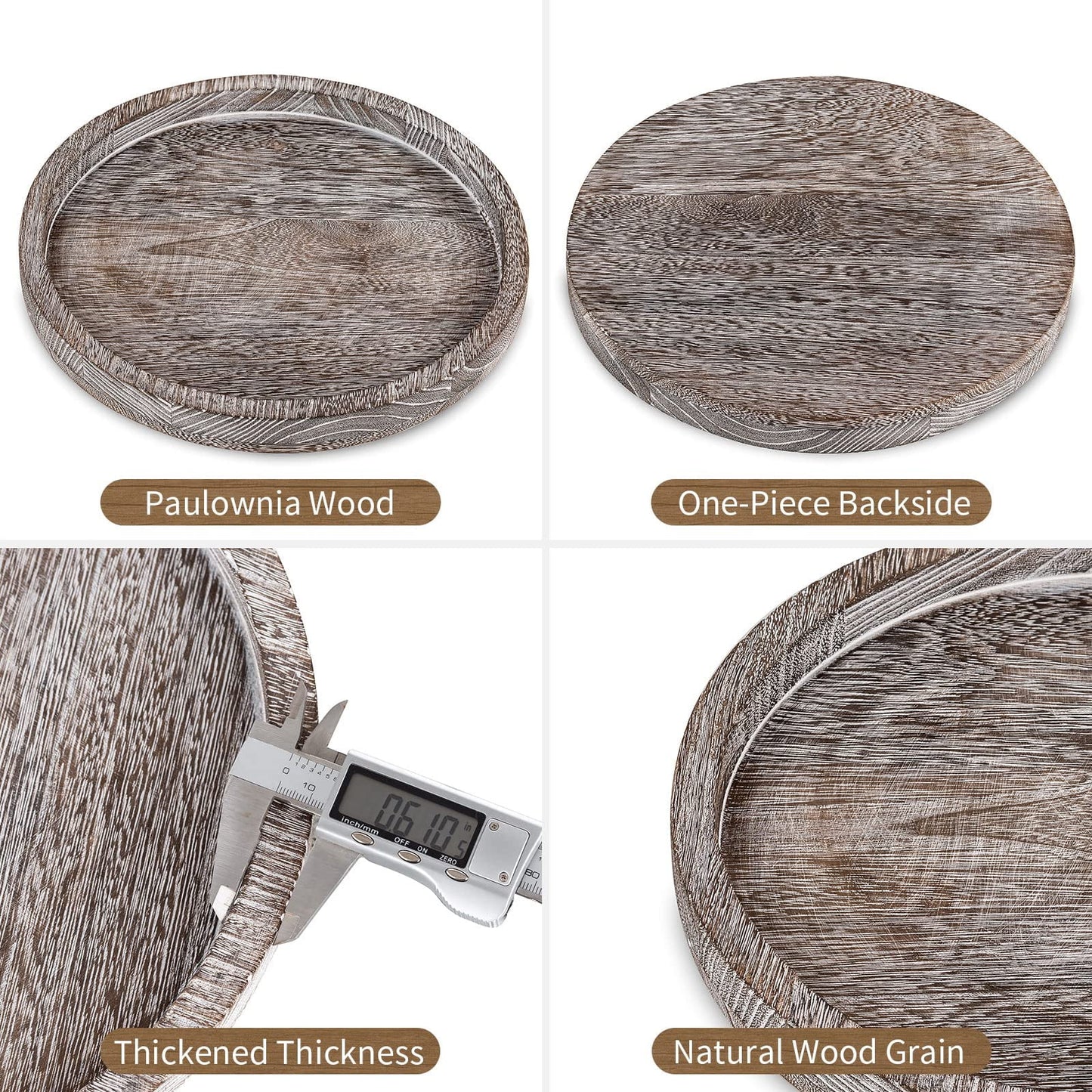 round Wooden Candle Tray: Rustic Decorative Coffee Table Tray ,11.8"