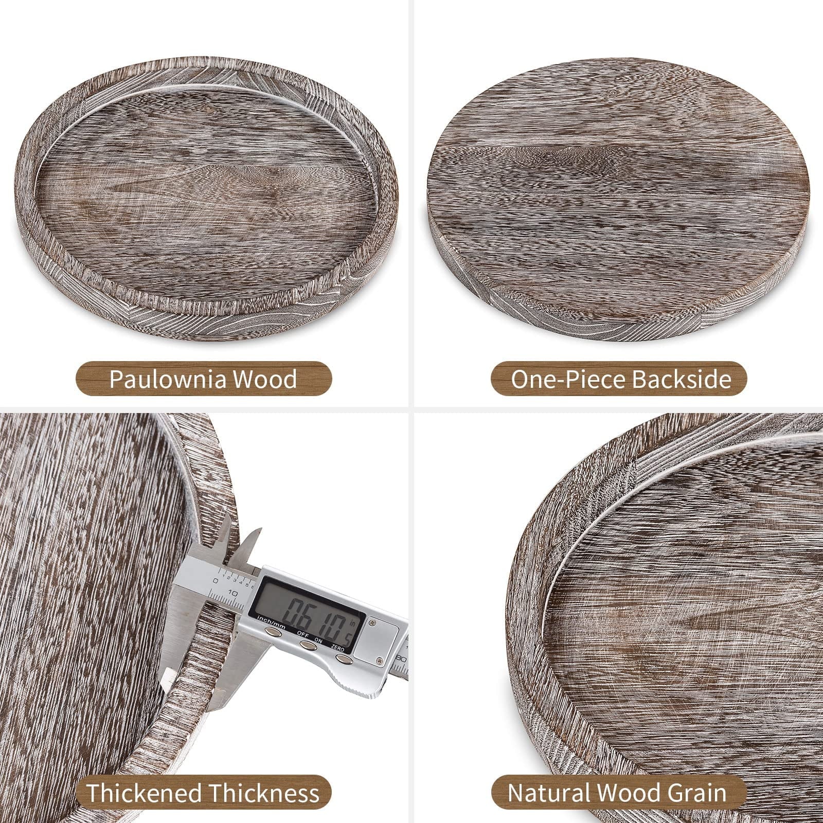 round Wooden Candle Tray: Rustic Decorative Coffee Table Tray ,11.8"