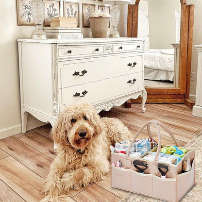 Pet Grooming Tote Bag for Dogs, Travel & Outdoor Organizer (Bag Only, Khaki)