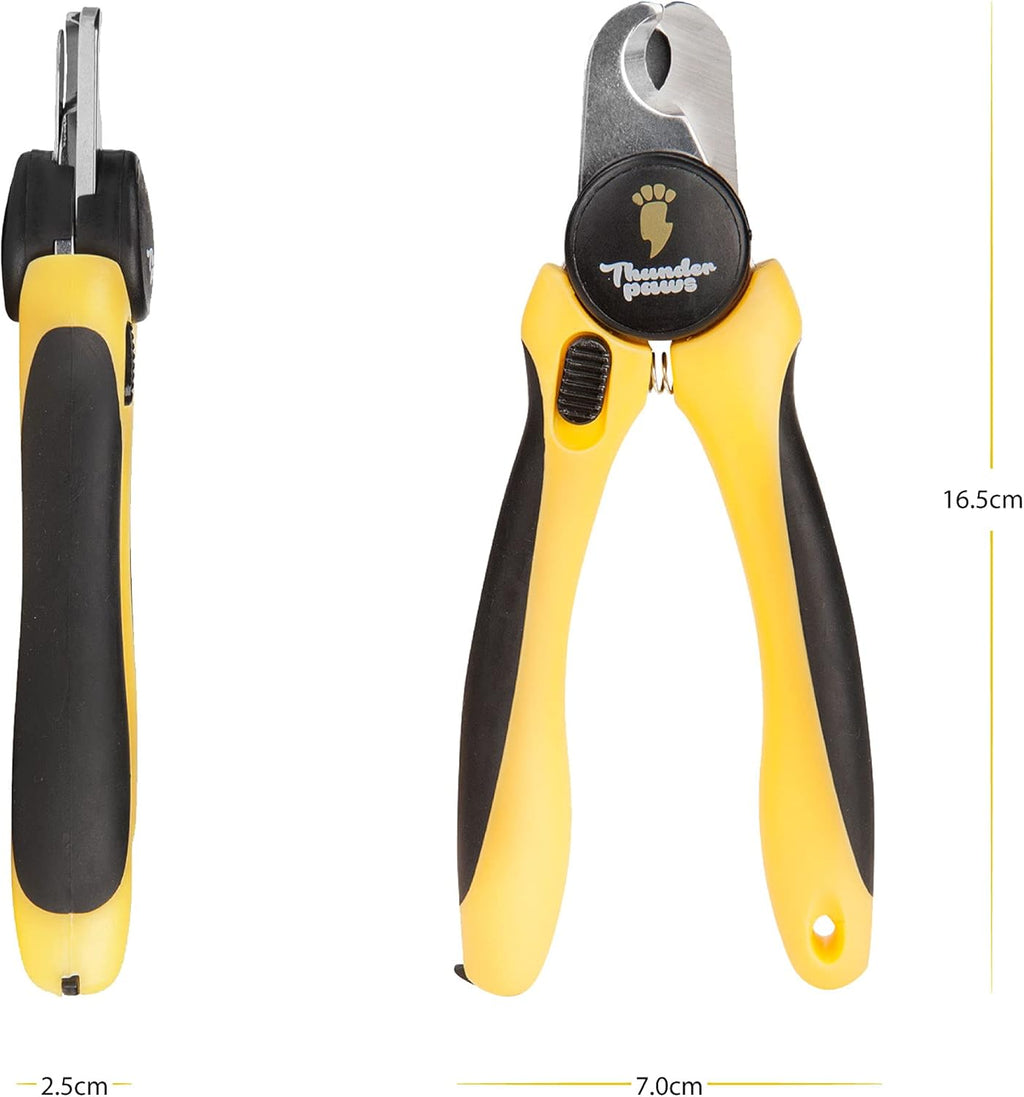 Professional Dog Nail Clippers with Safety Guard & File, Medium-Large Yellow Dog Toenail Trimmer