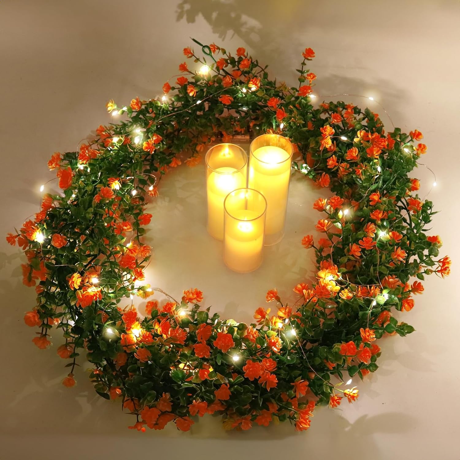 3-Pack Black Artificial Eucalyptus Garland with Flowers, Halloween & Fall Party Decor, Fake Floral Greenery for Wall Backdrop