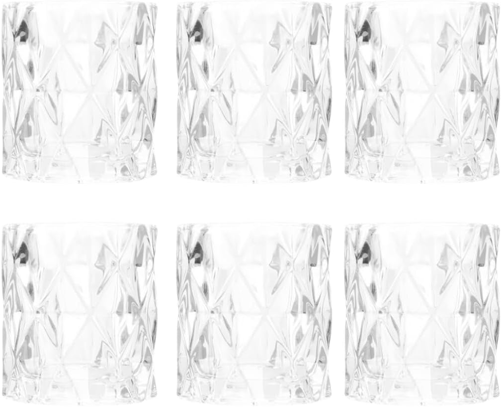 Set of 6 Red Glass Votive Candle Holders, 3" Tall Multifaceted Tealight Holders for Valentine's & Galentine's Day Decor