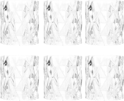 Set of 6 Red Glass Votive Candle Holders, 3" Tall Multifaceted Tealight Holders for Valentine's & Galentine's Day Decor