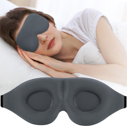3D Contoured Sleep Mask for Side Sleepers – Light-Blocking Eye Mask with Adjustable Strap for Travel, Nap & Night Sleep (Black)