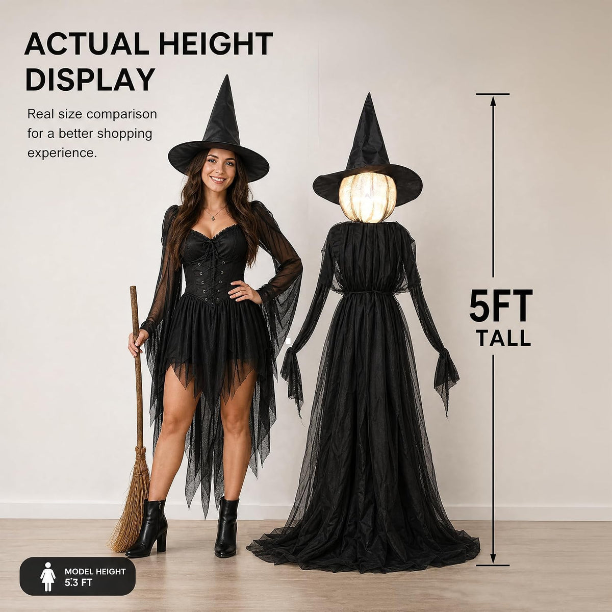 5 ft witch decorations for Halloween lawn and garden display