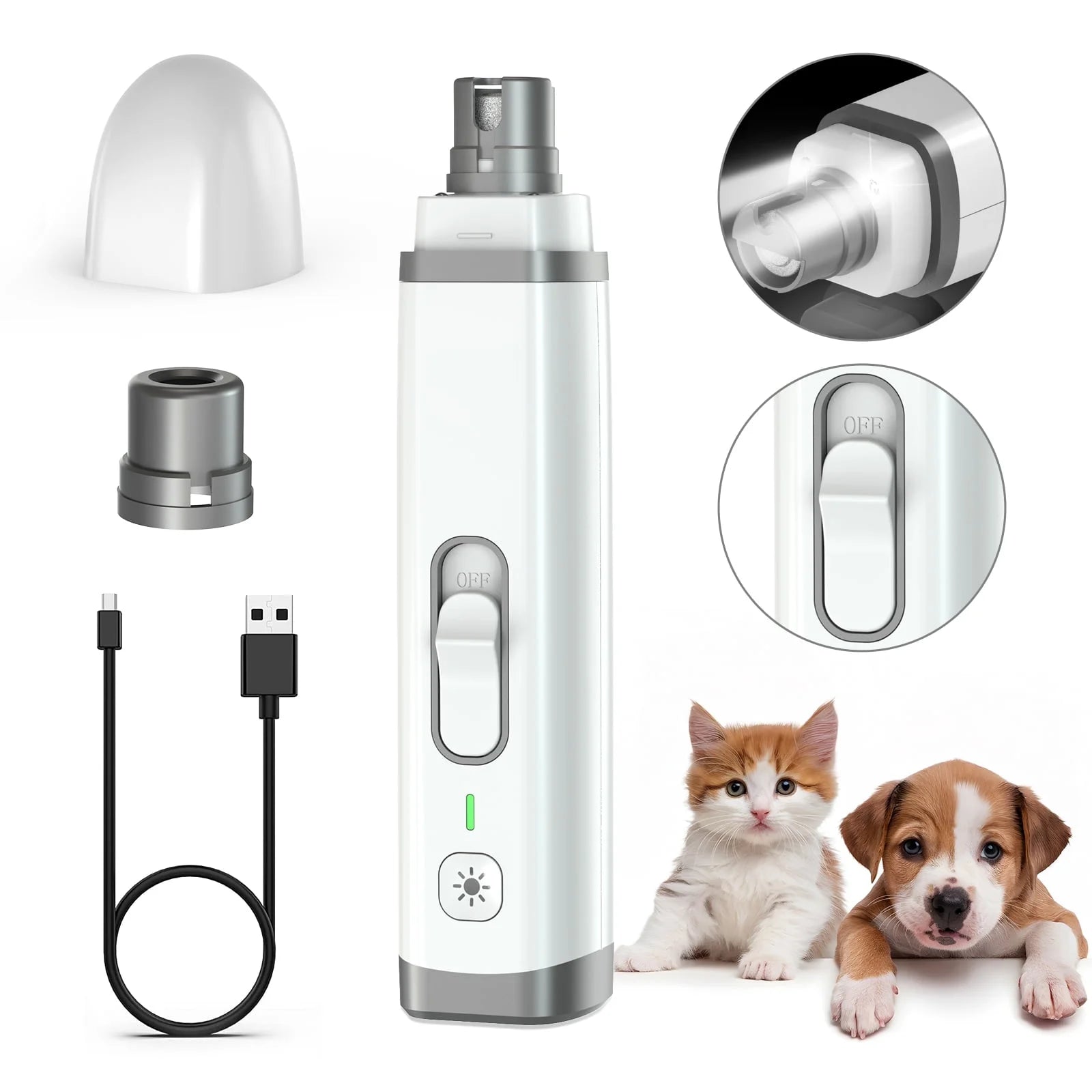 Rechargeable Dog Nail Grinder with LED Light