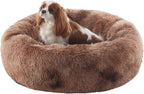 Donut Dog Bed for All Dogs Calming Plush Washable Round Bed 