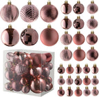  36-Piece Shatterproof Green Christmas Ornaments – 3 Sizes, 6 Styles with Hanging Loops for Tree, Wreath & Holiday Decor