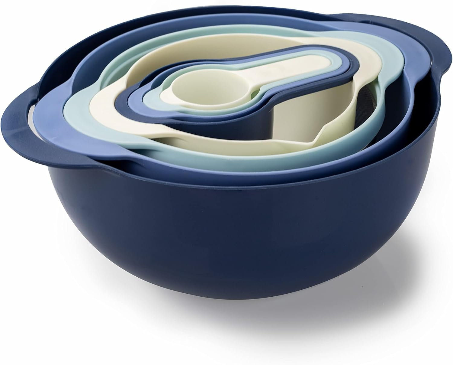  Bowls with Measuring Cups Colander and Sifter Set - Includes Mixing Bowls, Colander, Sifter and Measuring Cups, Mint, 8 Pc Bowl