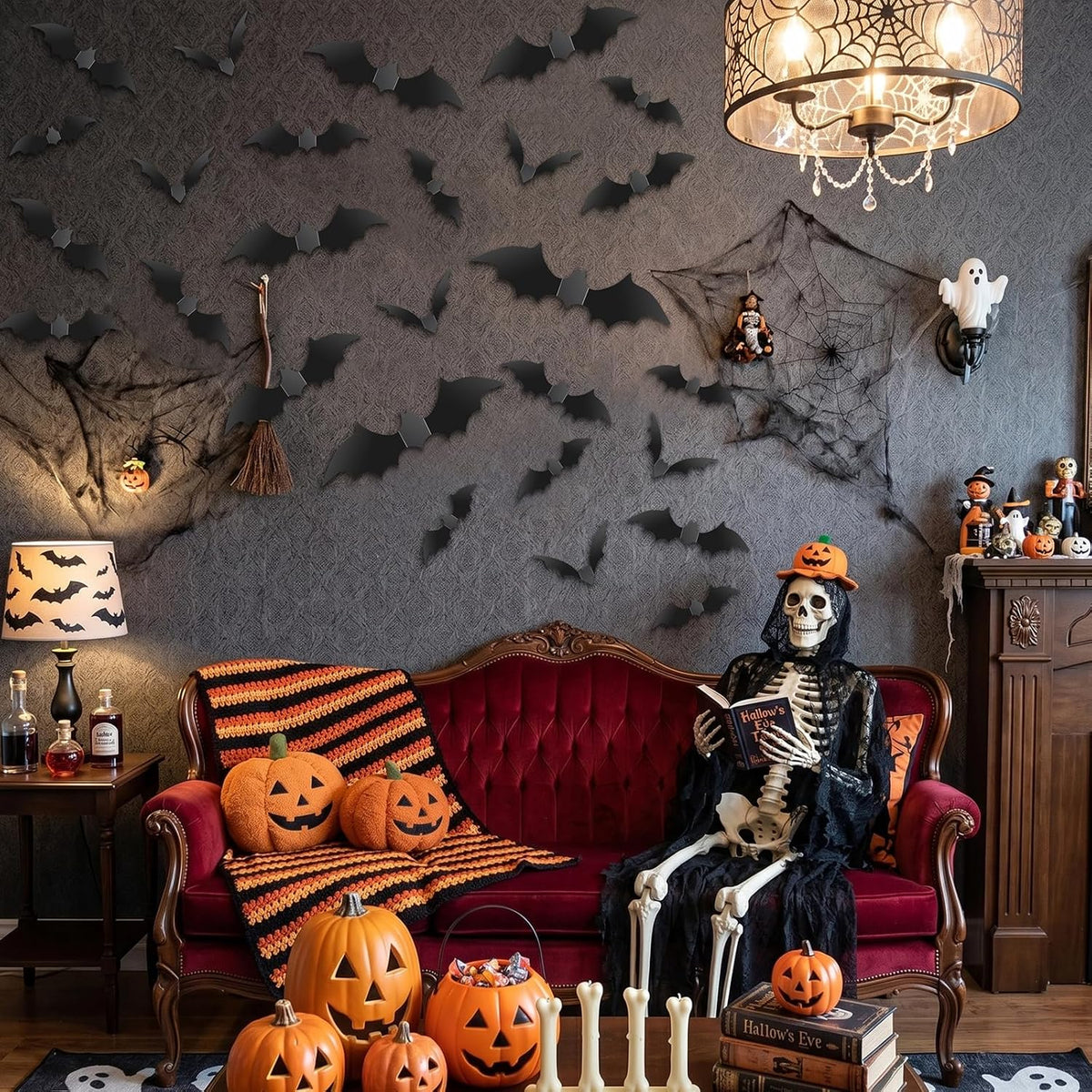 3D bat wall stickers for doors windows and Halloween displays
