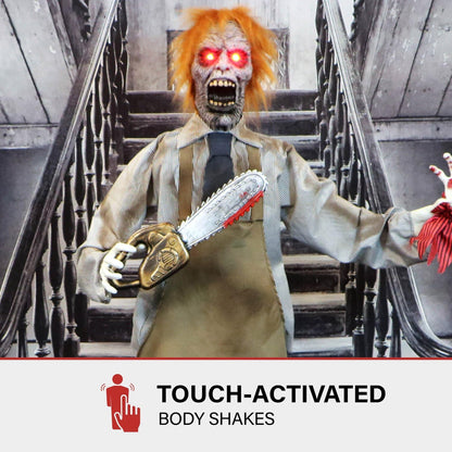 Zombie Carver Halloween Animatronic with Glowing Red Eyes
