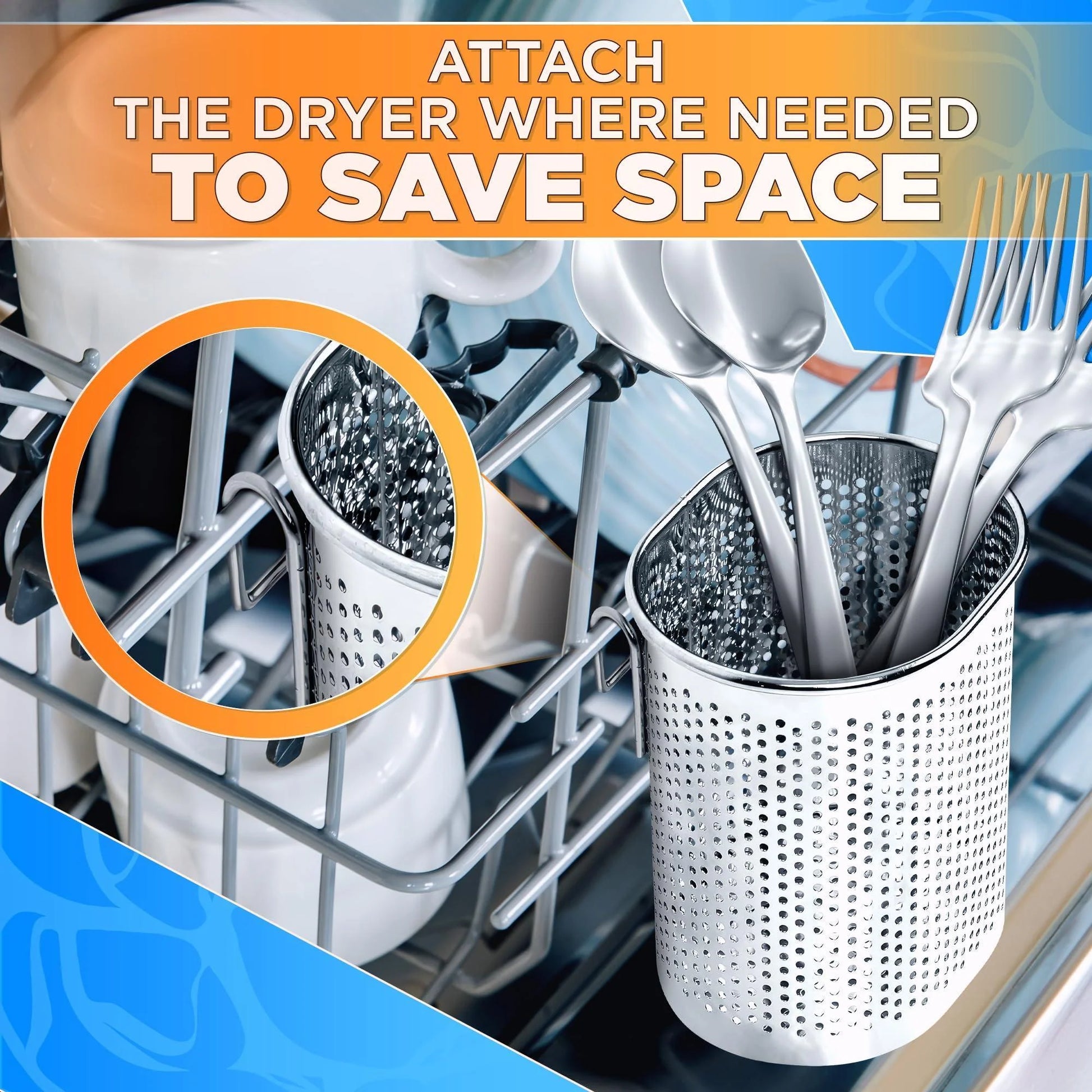 Perforated Stainless Steel Chopstick Holder – Drying Basket for Chopsticks & Utensils Compact Oval Design with Hook for Kitchen Organization Easy Storage and Utensil Drying Sturdy & Dishwasher Safe