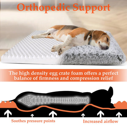 Orthopedic Dog Bed for Large & Medium Dogs – Washable Egg Crate Memory Foam, Plush Calming Pet Bed, 36" x 28", Gray