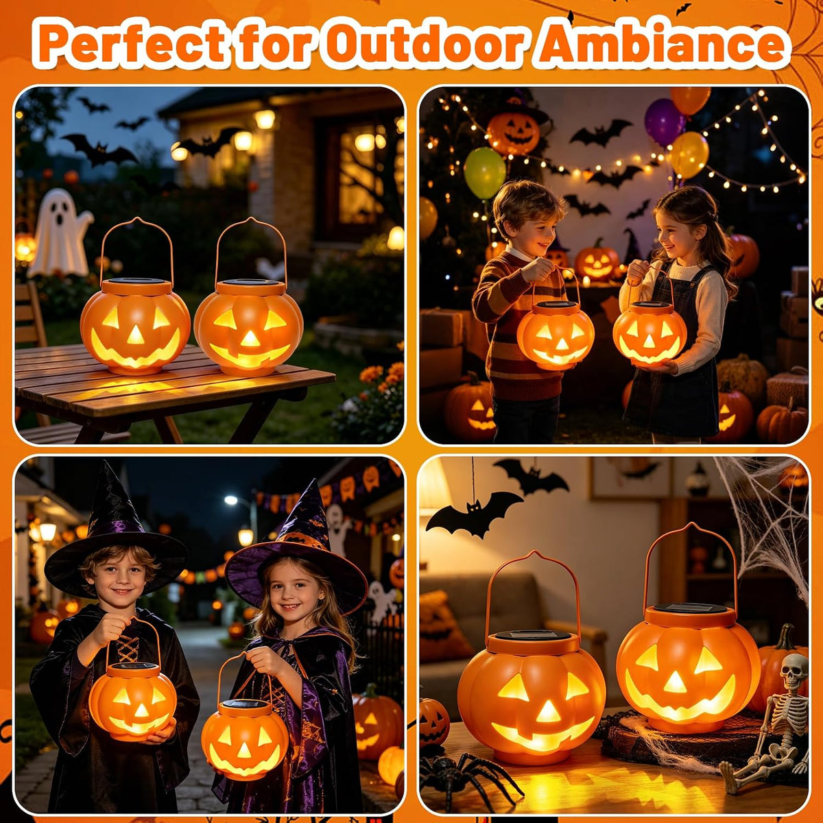 Weatherproof pumpkin lights for Halloween garden porch patio and outdoor decorations