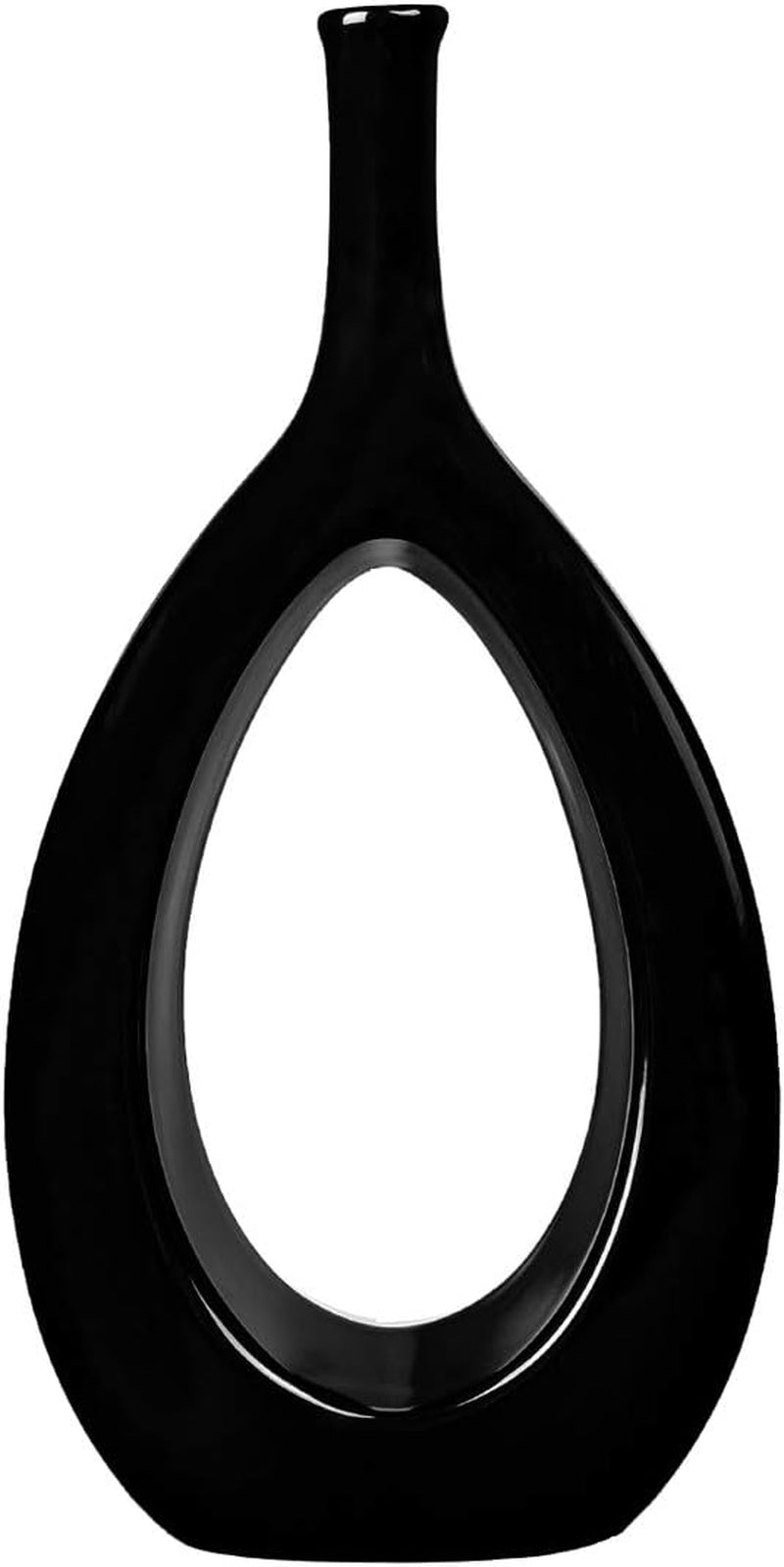 10" White Ceramic Vase for Modern Living Room, Bedroom, Kitchen Decor - Decorative Flower Vase