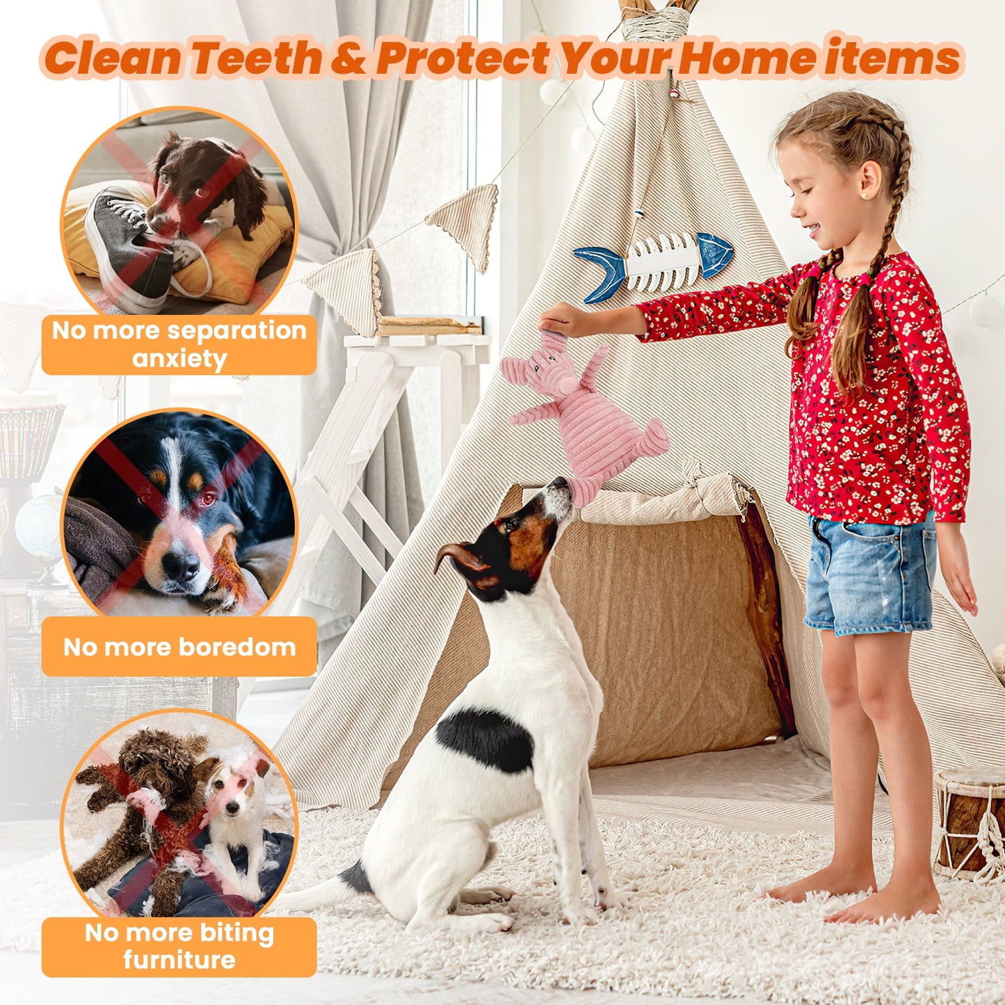 10-Pack Small Dog Puppy Chew Toys – Teething & Training Set with Plush Squeaky Toys, Treat Ball & Rope Toys (Pink Pig)