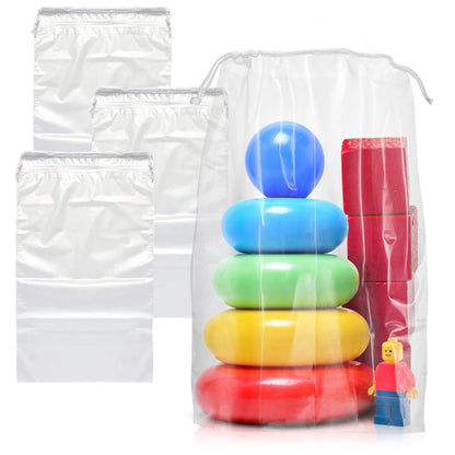 100-Pack Clear Drawstring Bags, 5 x 8 Inches – Waterproof 2 Mil Polyethylene Travel Bags for Shoes, Cosmetics & Toiletries