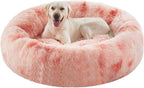 Donut Dog Bed for All Dogs Calming Plush Washable Round Bed 