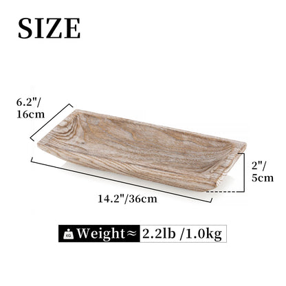 Decorative Wooden Dough Bowl，Farmhouse Wood Key Bowls Tray for Home Decor Table Centerpieces Kitchen Dining Room